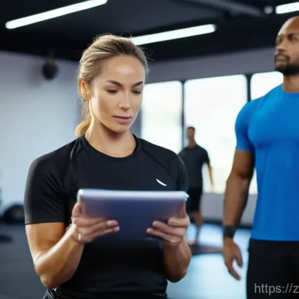 퍼스널트레이너로서의 장기적인 커리어 플랜 - **A dynamic and professional female personal trainer in her late 20s to early 30s, with a warm and e...