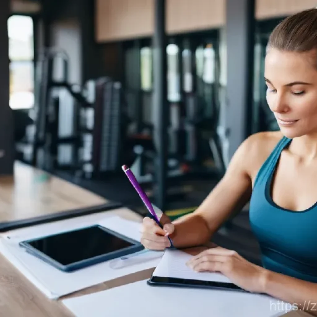 퍼스널트레이너 고객 데이터 관리법 - **Prompt:** A modern fitness coach, female, in her late 20s to early 30s, dressed in stylish yet fun...