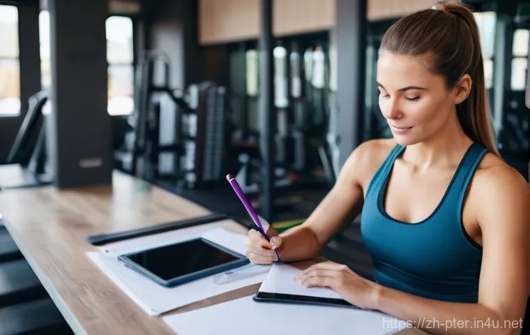 퍼스널트레이너 고객 데이터 관리법 - **Prompt:** A modern fitness coach, female, in her late 20s to early 30s, dressed in stylish yet fun...