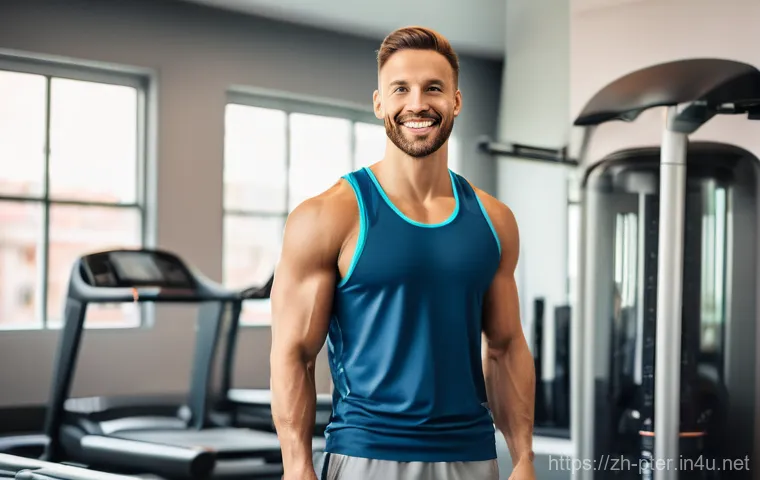 퍼스널트레이너의 운동 프로그램 구성법 - **Image Prompt 2: AI-Powered Home Workout with Real-time Feedback**
    A motivated man, wearing a c...