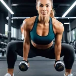 퍼스널트레이너의 자기 PR 전략 - **Prompt:** A dynamic, bright photograph of a female personal trainer, in her late 20s, actively dem...