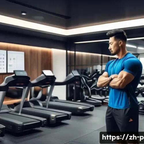 퍼스널트레이너 연봉 협상 전략 - A professional personal fitness trainer in a modern gym setting, wearing stylish athletic wear and h...