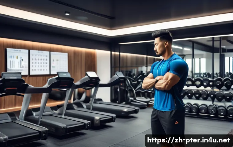 퍼스널트레이너 연봉 협상 전략 - A professional personal fitness trainer in a modern gym setting, wearing stylish athletic wear and h...